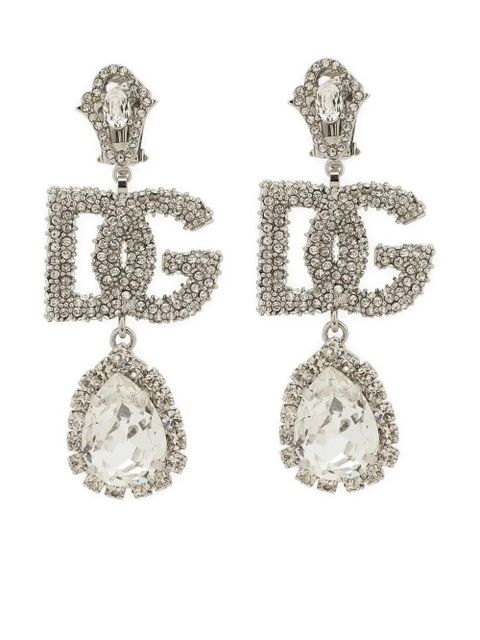 Dolce & Gabbana DG logo crystal-embellished earrings - Silver - zdjęcie produktu nr 1