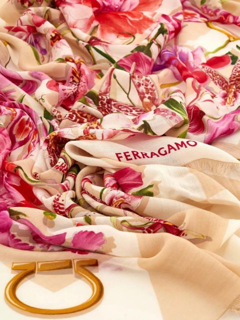 Ferragamo Gaia-print silk scarf - Pink