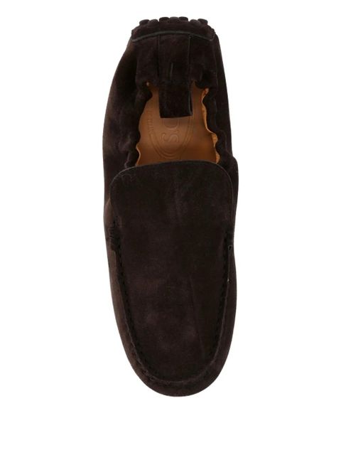 Tod's pebble-textured suede loafers - Brown