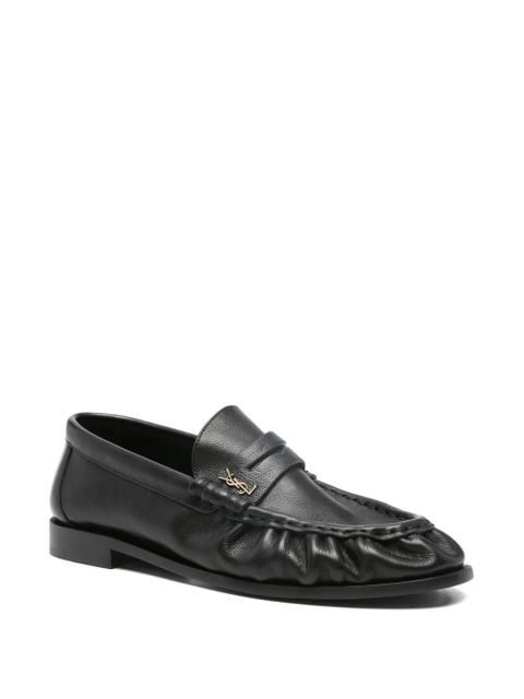 Saint Laurent logo-plaque gathered loafers - Black - zdjęcie produktu nr 2