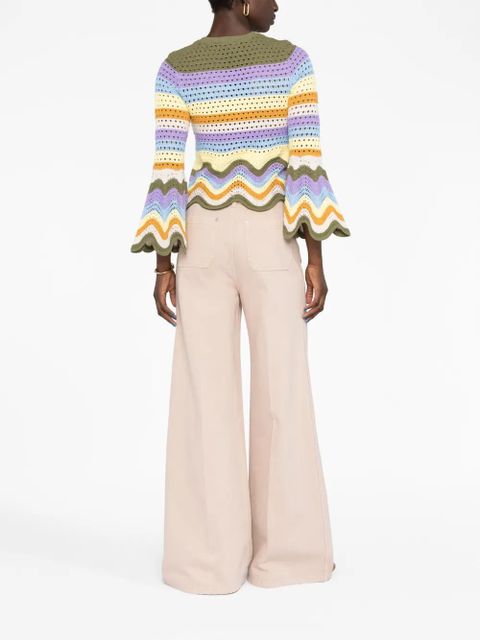 ZIMMERMANN striped crochet-knit cotton top - Yellow