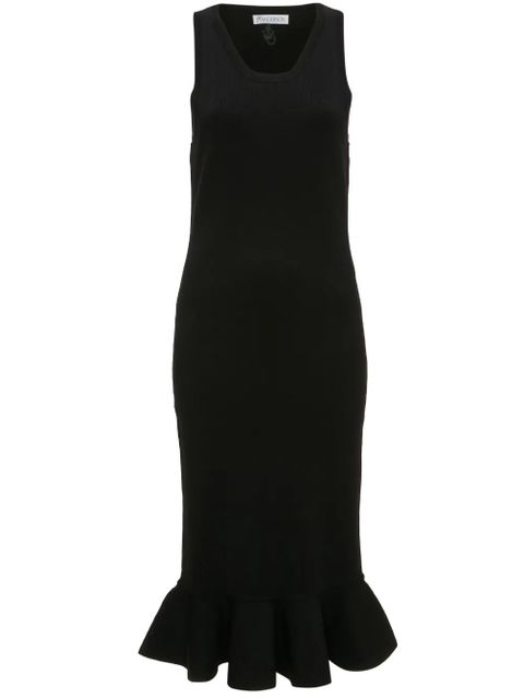 JW Anderson ruffled-trim sleeveless midi dress - Black - zdjęcie produktu nr 1