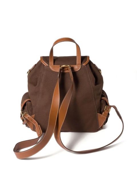 Miu Miu leather-trimmed flap backpack - Brown