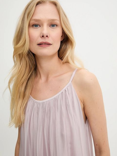 Answear.LAB sukienka z jedwabiem kolor fioletowy maxi rozkloszowana