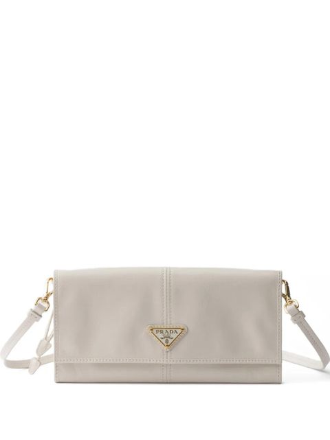 Prada leather wallet with shoulder strap - Neutrals - zdjęcie produktu nr 1