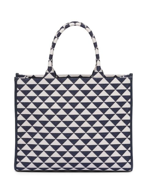Prada large Symbole embroidered tote bag - Blue