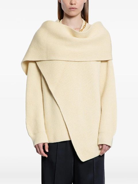 Jil Sander scarf-detail draped sweater - Neutrals - zdjęcie produktu nr 1