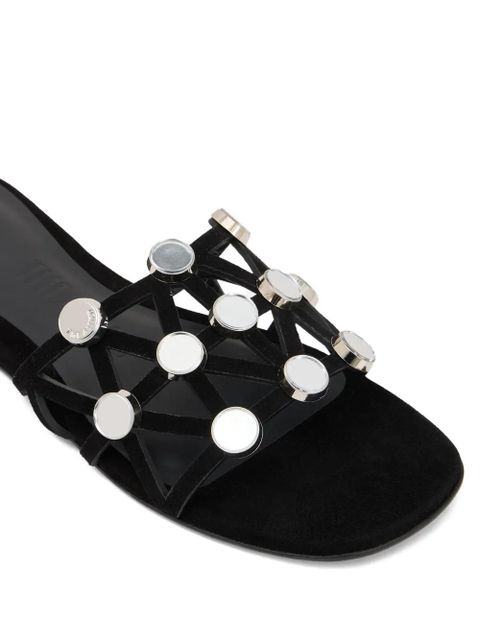 The Attico grid studded flats - Black