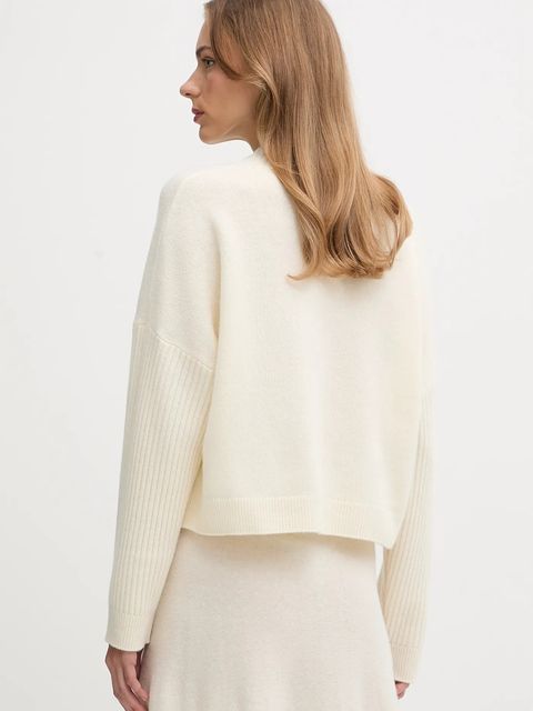 United Colors of Benetton sweter z dodatkiem wełny damski kolor beżowy 1444D403H