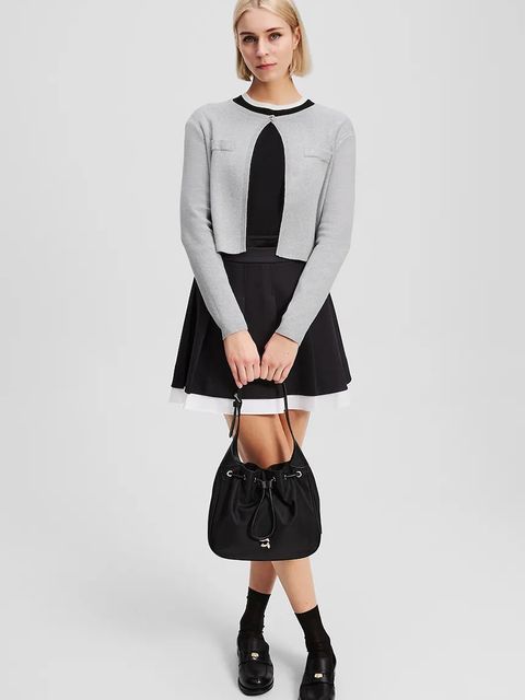 Karl Lagerfeld kardigan z domieszką wełny IKON damski kolor szary lekki A3W18033