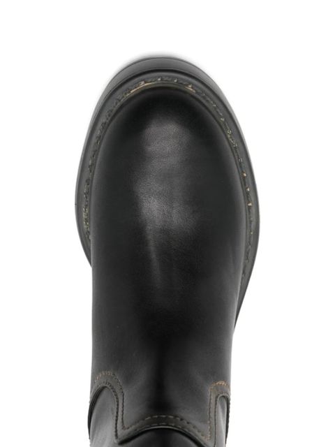 Miu Miu logo-plaque knee-high boots - Black