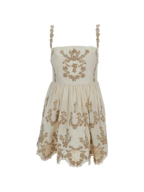 Agua By Agua Bendita embroidered scalloped-hem dress - Neutrals - zdjęcie produktu nr 1