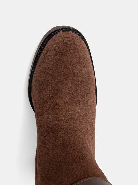 Lauren Ralph Lauren kozaki zamszowe Tasha Tl Hl kolor brązowy na słupku 802977893003