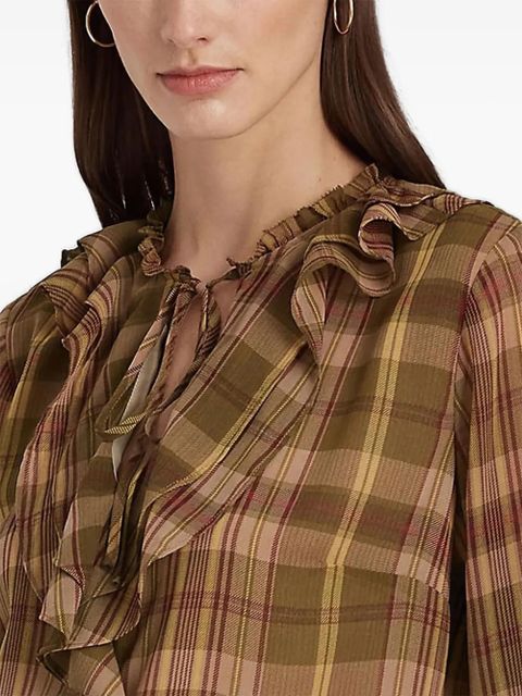 Lauren Ralph Lauren plaid ruffled blouse - Brown - zdjęcie produktu nr 2