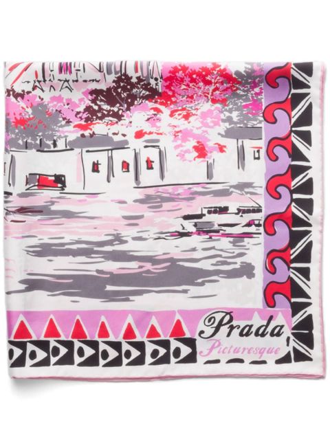 Prada Pittoresque Paris silk scarf - Pink - zdjęcie produktu nr 1