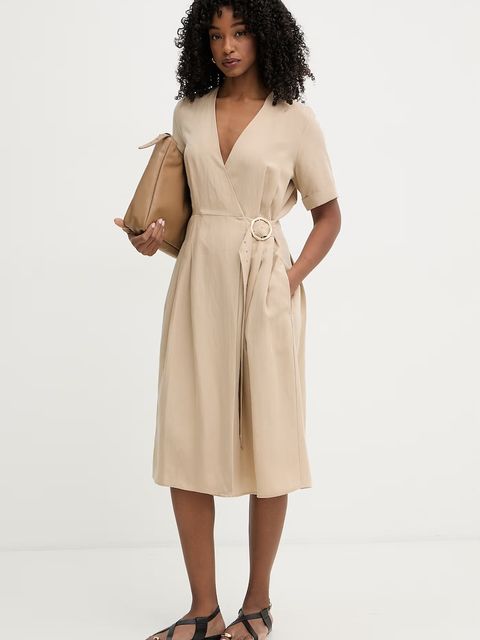 Twinset sukienka kopertowa z lnem - zdjęcie produktu nr 1