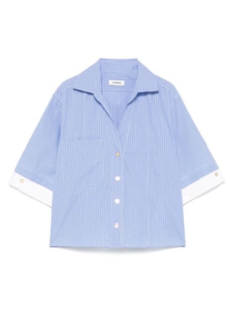 SANDRO check-print shirt - Blue - zdjęcie produktu nr 1