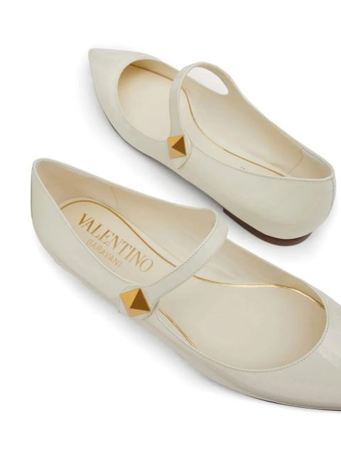Valentino Garavani Tiptoe patent leather ballerinas - White