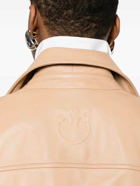 PINKO New Sensible zip-up leather jacket - Neutrals