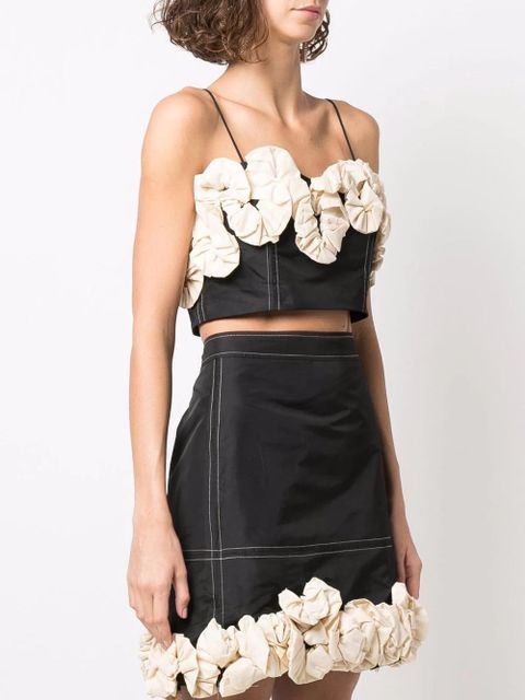 GANNI gathered-detail crop top - Black