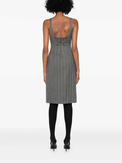 Ferragamo striped pleated midi dress - Grey