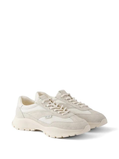 Prada mesh fabric and suede sneakers - Neutrals - zdjęcie produktu nr 2
