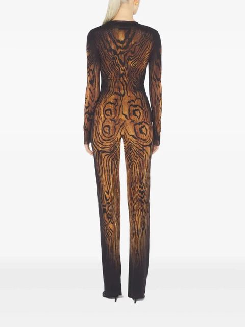 Jean Paul Gaultier wood-print mesh top - Black