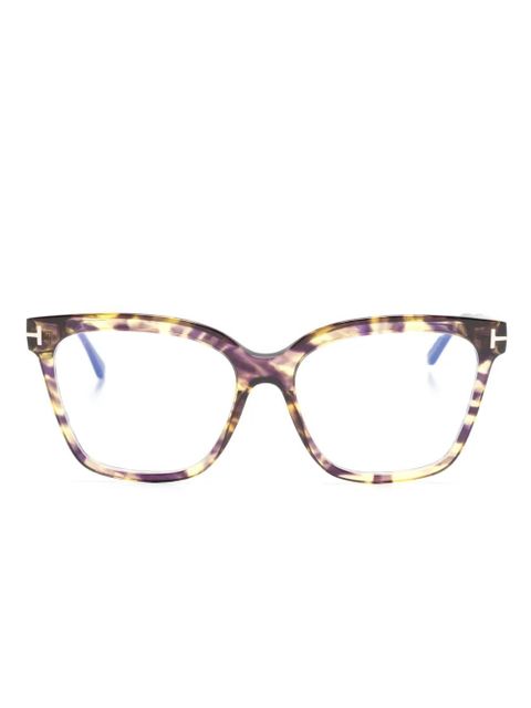 TOM FORD Eyewear tortoiseshell-effect oversize-frame glasses - Brown - zdjęcie produktu nr 1