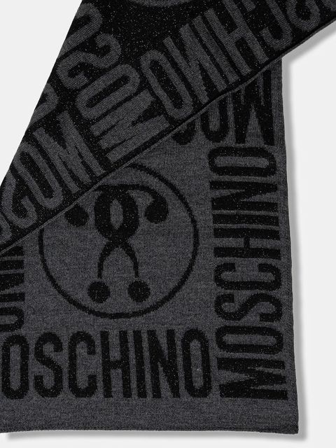 Moschino szalik z dodatkiem wełny kolor szary wzorzysty M2966 30623 - zdjęcie produktu nr 2
