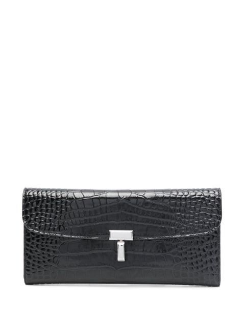 TOTEME T-lock crocodile-embossed wallet - Black - zdjęcie produktu nr 1