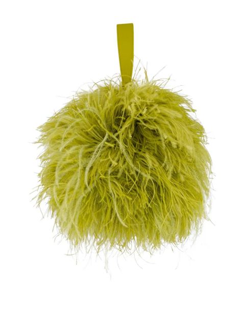 Ferragamo mini Double Gancini ostrich-feather clutch bag - Green