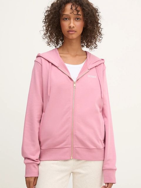 Guess bluza SOFIA damska kolor różowy z kapturem gładka O5RQ01 KCO31 - zdjęcie produktu nr 1