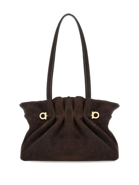 Ferragamo suede soft shoulder bag - Brown