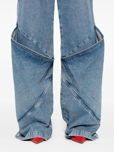 The Attico knee-detail wide-leg jeans - Blue