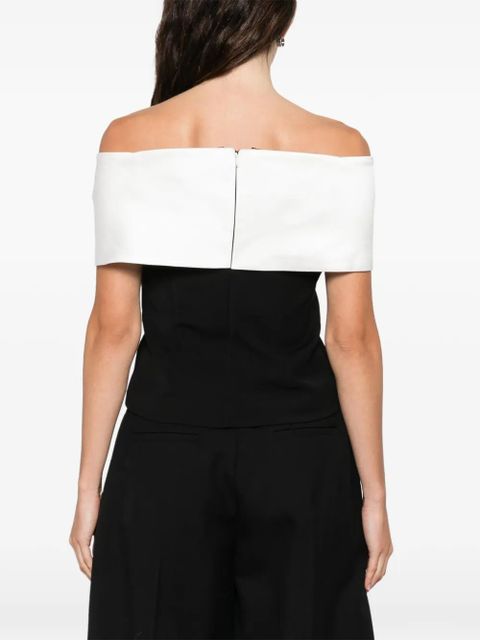 Self-Portrait crepe off-shoulder top - Black