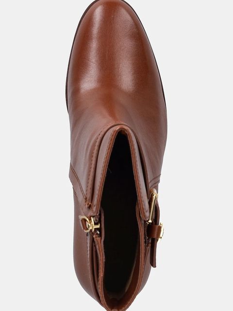 Lauren Ralph Lauren botki skórzane Brke Bt Hl 2 damskie kolor brązowy na słupku 802974475001