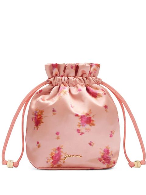 GANNI floral drawstring bucket bag - Pink - zdjęcie produktu nr 1