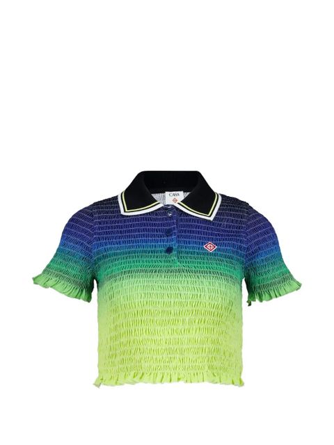 Casablanca shirred polo top - Green - zdjęcie produktu nr 1