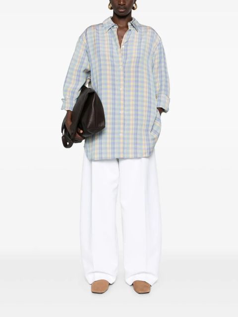 TOTEME plaid-check linen shirt - Purple