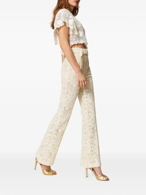 TWINSET laced flared trousers - Neutrals