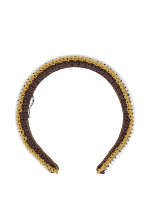 Miu Miu crochet-striped headband - Brown - zdjęcie produktu nr 1