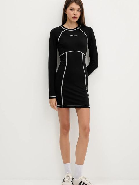 Tommy Jeans sukienka kolor czarny mini rozkloszowana DW0DW21465 - zdjęcie produktu nr 2