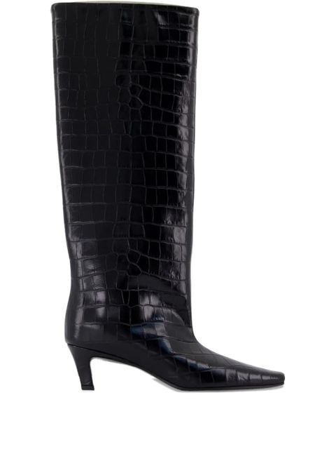 TOTEME 50mm croc-embossed leather knee-high boots - Black - zdjęcie produktu nr 2