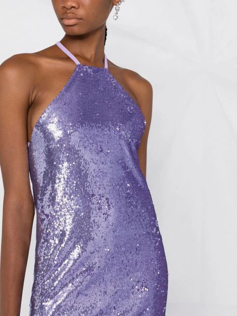 The Attico sequin-embellished open-back dress - Purple