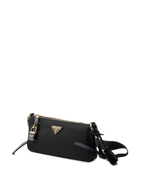 Prada small leather-trim shoulder bag - Black