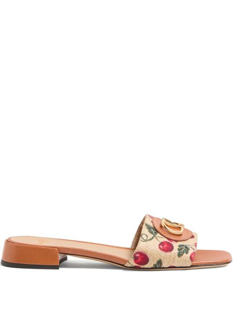 Valentino Garavani 20mm VLogo Signature Cherryfic-motif sandals - Neutrals