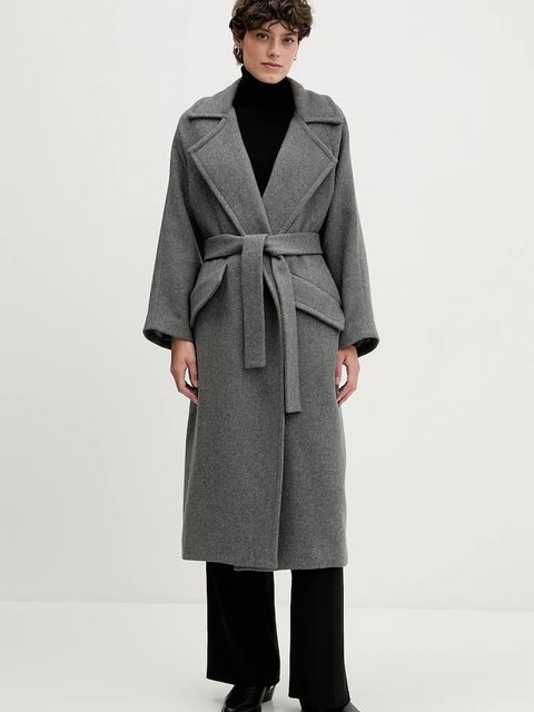 Sandro Ferrone płaszcz z dodatkiem wełny kolor szary S18YBFRADA - zdjęcie produktu nr 1