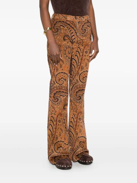 ETRO paisley-pattern corduroy trousers - Brown