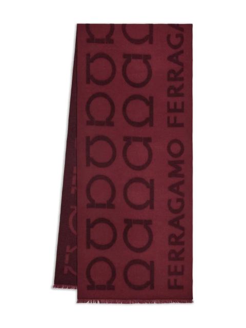 Ferragamo Gancini jacquard logo scarf - Red - zdjęcie produktu nr 1