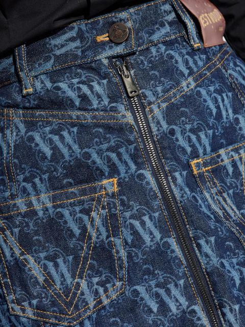 Vivienne Westwood logo-pattern asymmetric mini skirt - Blue